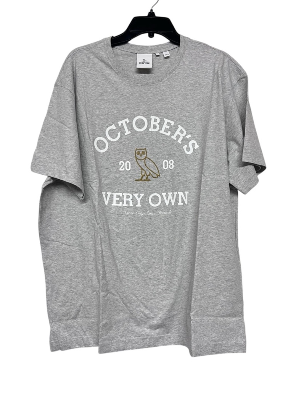 New OVO Octobers Very Own Collegiate Short Sleeve Pearl Gray Logo T-Shirt